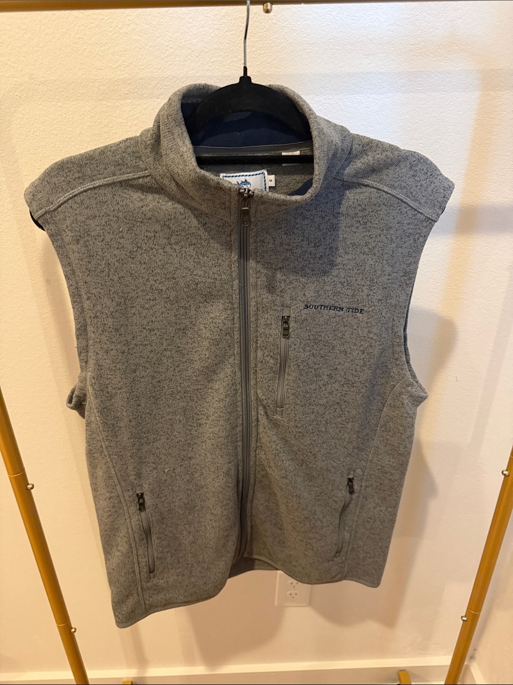 Southern Tide Men's Gray Zip-Up Fleece Vest